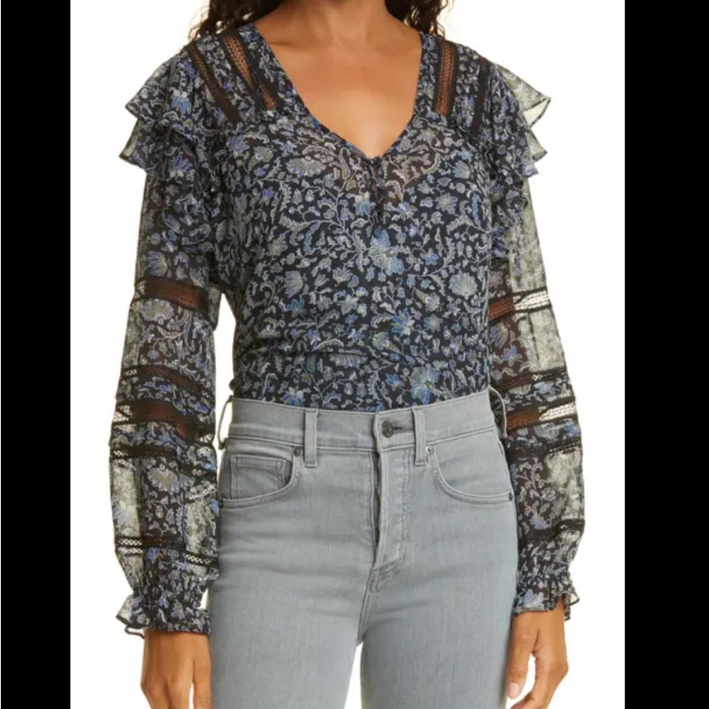 Veronica Beard Blue Floral Blouse